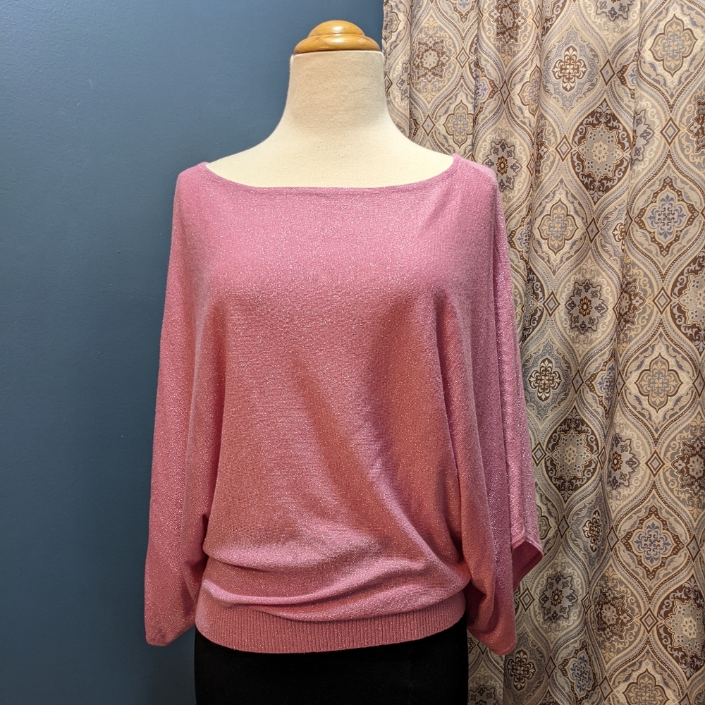 INC International Concepts Shimmery Pink Barbiecore Top sz Medium
